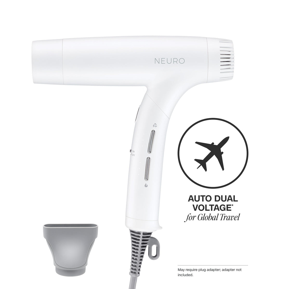 Paul Mitchell Neuro Dry+ Hair Dryer in Pearlescent White with attachments