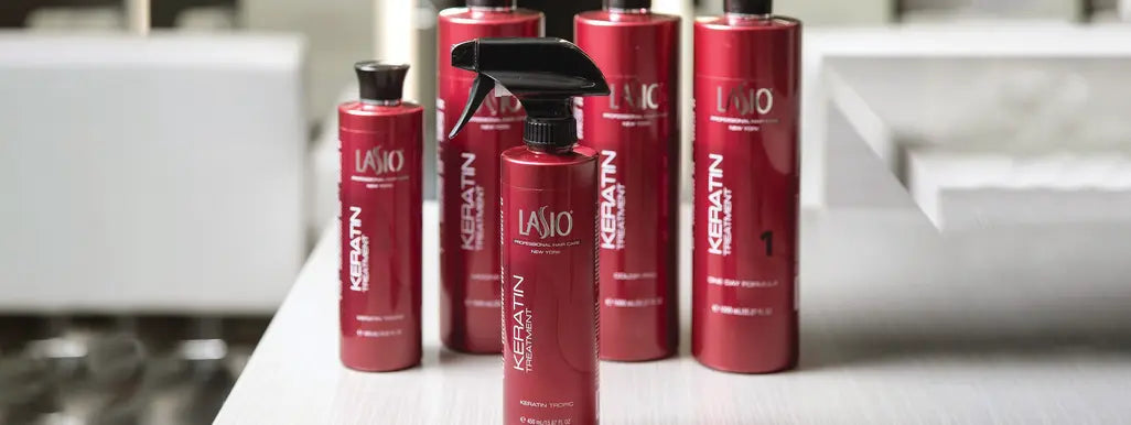 Lasio professional keratin formulas arranged together